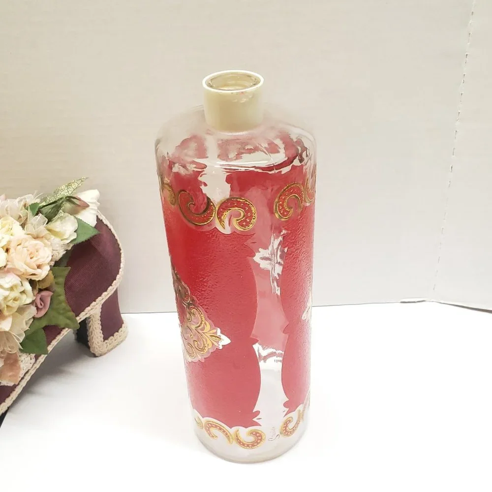 Vintage Starlyte Red & Gold Hand Painted Jar Art Deco Decor